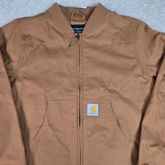 Carhartt Kids Brown Canvas Bomber Jacket OJ9579-G Boys Medium 10-12 NWT